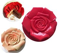 11'' Rose Flower Silicone Baking Mould, FantasyDay Anniversary Birthday Tray-Wedding Festival Party Silicone Cake Mold for Muffins Brownie Cornbread Candy Chocolates Butter Soap Gummy Bread