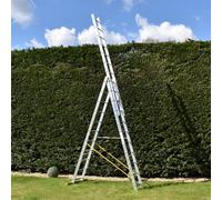 Trade Master Pro® 3 Section Combination Ladder | All in One Extension Ladder, Double Step Ladder | Aluminium | Anti Slip Stabiliser Bar | 150kg Weight Rating | EN131 Pro Certified | Size: 3x11