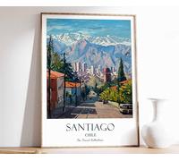 11 Santiago Poster Santiago Travel Print Chile Travel Art Tropical Decor Floral Art South Ameri Poster A5 - Wall Art Home Decor Movie Poster Canvas Film Cinema Retro Vintage Cult Classic Nostargic Sa