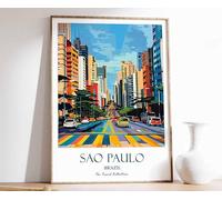 11 Sao Paulo Print Sao Paulo Travel Poster Brazil Travel Print Tropical Decor Brazil Wall Art L Poster A5 - Wall Art Home Decor Movie Poster Canvas Film Cinema Retro Vintage Cult Classic Nostargic Sa