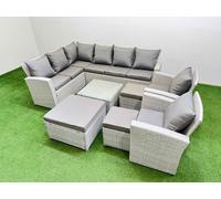 11 Seater Corner Sofa Sets with Coffee Table Chair 3 Stools Light Grey Fimous Light Grey One Size