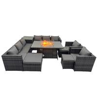 Fimous 11 Seater Garden Outdoor Rattan Furniture Set with 3 Stools