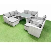 11 Seater PE Rattan Furniture Outdoor Reclining Chair Sets Fimous Light Grey One Size