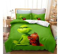 (11, Single (135X200CM/2PCS)) The Grinch Bedding Single Double King Duvet Cover