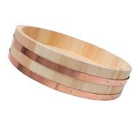 11 Sizes Hangiri Sushi Rice Bowl, Large Flat Bottomed Wooden Sushi Oke Rice Mixing Tub, Sawara Wood & Copper Bands, Home Kitchen Sushi Tool / 39cm/15.3in