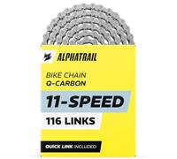 11 Speed Chain for Shimano & SRAM, 116 Links with Quick Link, for Road Bike & MTB - Alphatrail Q-Carbon Bike Chain, Hardened, up to 7,000 km, for Ultegra, 105, GRX, Gravel, E-Bikes, 1x11 & 2x11