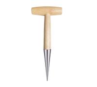 11" Stainless Steel Garden Dibber Bulb Planter with Wooden Handle Bulb Planter Garden Hole Puncher Tool Plant Dibber for Gardening