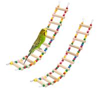 11-Step Bird Ladder Bridge,21.26 x 3.15 inch Raw Wood and Edible Dye,2 Pieces Pet Hamster Climbing Ladder Swing Toys Suitable for Small to Medium Birds,Bird Cage Accessories (11 Ladders -2pcs)