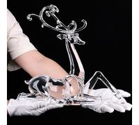 11" Tall Acrylic Christmas Reindeer Figurine - Elegant Clear Large Reindeer Ornaments for Christmas Indoor Decor, Holiday Centerpiece, Living Room, Fireplace, Table Display (Clear Sitting Reindeer)