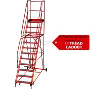 11 Tread HEAVY DUTY Mobile Warehouse Stairs Anti Slip Steps 3.48m Safety Ladder