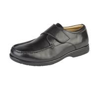 (11 UK, Black) Roamers Mens Leather XXX Extra Wide Touch Fastening Casual Shoe