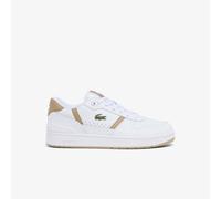 (11 UK, White/Brown) Lacoste Mens T-Clip Leather Flat Trainers