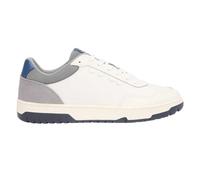 (11 UK, White/Grey) Tommy Hilfiger Mens Leather Low Basketball Trainers