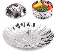 11" Vegetable Steamer Basket Stainless Steel Collapsable Foldable Expandable Insert Rack Colander Fitting Most Saucepans Cooking Steamer