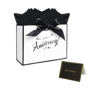 11” White Gift Bag with Tissue Paper and Card for Anniversary Wedding Valentine's Day