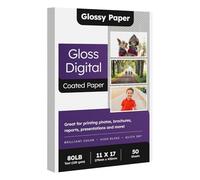 11 x 17 Double Sided C2S Glossy Paper for Full Color Laser Printing, Great for Photos Brochures Flyers Posters Business and Everyday Printing, 80lb Text (32lb Bond), Acid Free Gloss Coated, 50 Sheets