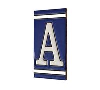 11 x 5.5 cm Classic blue hand-painted ceramic number and letter tiles (Letter A tile)