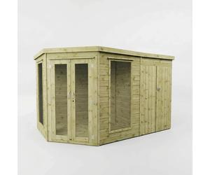 11 x 7 Wooden Corner Summerhouse with Side Shed