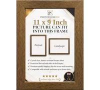11 x 9 Inch Dark Oak Picture Frame for Wall & Tabletop Display | Wood Effect Photo Frame with Clear Perspex glass | Portrait or Landscape Frame for Posters, Certificates, Puzzles & Home Décor