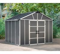 Palram - Canopia Yukon With Floor 11X9 Ft Apex Dark Grey Plastic 2 Door Shed With Floor