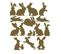11 x Cute Bunny Rabbit Silhouette Waterproof Sticker Pack - Use on Car's, Laptops, Mirrors, Water Bottles, Scrapbooking, Fun Kids Gifts (Gold, 13cm (5.1") Pack)