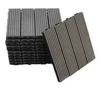 11 x WPC Composite Interlocking Floor Decking Tiles Outdoor Garden - Black