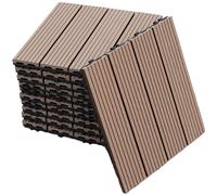11 x WPC Composite Interlocking Floor Decking Tiles Outdoor Garden - Coffee