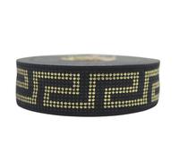 11 Yard Spool 1.10 inch Wide Gold Black Greek Key Ribbon Jacquard Ribbons Jacquard Trims Wide Trims Craft Supplies Vintage Trim Trimming 28307
