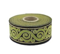11 Yard Spool 1.37 inches Green Black Celtic Snail Jacquard Ribbon Meander Upholstery Fabric Sewing Trim DIY Supplies 35221