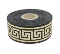 11 Yard Spool 1.37" Wide Brown & Gold Greek Key Jacquard Trim Embroidered Ribbon Woven Border Vintage Banding Trims 35062