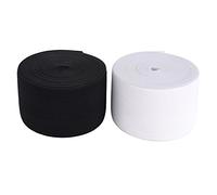 11 Yard White and Black |5.5 Yard Each| 2 Inches Wide Elastic Bands Spool Sewing Band Flat Elastic Cord, 2 Pieces