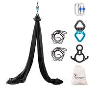 11 Yards Aerial Silks Yoga Swing Set - Aerial Yoga Hammock Kit Anti-Gravity Flying for Fitness, Low/Non Stretch Nylon Tricot Fabric Hardware Included for Dance