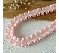 11 Yards Pink Ruffle Ribbon Trim - Satin Pleated Elastic Edging Stretch Lace Edge Ribbon for DIY Dress Headbands Decoration Sewing Crafts (6-0.98in Wide,5 Yard / 15Ft)