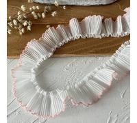 11 Yards Pink Ruffle Ribbon Trim - Satin Pleated Elastic Edging Stretch Lace Edge Ribbon for DIY Dress Headbands Decoration Sewing Crafts (17-1.18in Wide,5 Yard / 15Ft)