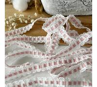 11 Yards Pink Ruffle Ribbon Trim - Satin Pleated Elastic Edging Stretch Lace Edge Ribbon for DIY Dress Headbands Decoration Sewing Crafts (1 - Elastic/0.51in Wide,5 Yard / 15Ft)