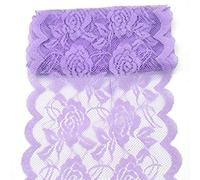 11 Yards Width 6inch Rose Embroidered Lace Ribbon Stretch Lace Trim Fabric for DIY Sewing Crafts Garment Embellishments Burlap Party Table Decorations (Lavender)