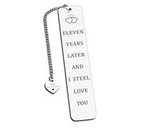 11 Year Anniversary Steel Gifts for Him Her 11th Anniversary Bookmarks for Women Men Eleven Anniversary Wedding Gifts for Couples Wife Husband Romantic I Love You Gift for Him Christmas Valentines