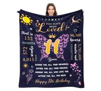 11 Year Old Girl Birthday Gifts Blanket, 11th Birthday Gifts for Girls Turning 11 Unique, Personalised Birthday Flanell Blanket Gifts for Girls, Daughter, Best Friends, Bestie, Sister, Niece