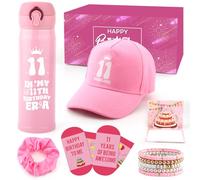 11 Year Old Girl Gifts, Sweet Gift for 11 Year Old Girl 11th Birthday Card Happy 11 Birthday Water Bottle Baseball Cap Socks Girls Present Age 11 Year Old Daughter Granddaughter Sister Niece Teen