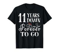 11 Years Down Forever to Go Couple 11th Wedding Anniversary T-Shirt