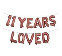 11 Years Loved Balloon Banner Sign Multicolor Glitter for 11th Birthday Party Decorations Anniversary Decor Photo Booth Props (11 YEARS LOVED Chocolate)