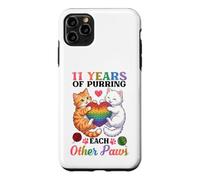 11 Years Of Purring Each Other Paws Cute Cats Anniversary Case for iPhone 11 Pro Max
