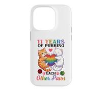 11 Years Of Purring Each Other Paws Cute Cats Anniversary Case for iPhone 14 Pro