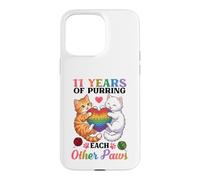 11 Years Of Purring Each Other Paws Cute Cats Anniversary Case for iPhone 15 Pro Max