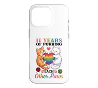 11 Years Of Purring Each Other Paws Cute Cats Anniversary Case for iPhone 16 Pro