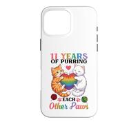 11 Years Of Purring Each Other Paws Cute Cats Anniversary Case for iPhone 16 Pro Max