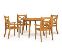 (Ø 110 cm table/5) vidaXL Solid Wood Acacia Garden Dining Set Furniture Multi Sizes 3/5/7/9 Piece