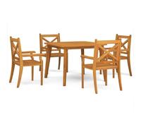 (110 cm table length/5) vidaXL Solid Wood Acacia Garden Dining Set Furniture Multi Sizes 3/5/7/9 Piece
