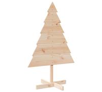 vidaXL Wooden Christmas Tree Decor - 70x110 cm Natural Solid Wood, Customizable DIY Design, Indoor/Outdoor Use, Stable Base, Festive Decor