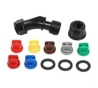 110 Degree Garden Spray Nozzles for Backpack Sprayer with Six Adjustable Colors Multi Size Fits Most Wands for Cleaning Cooling and Dusting Plastic Material Includes 1 Jet and 6 Nozzles